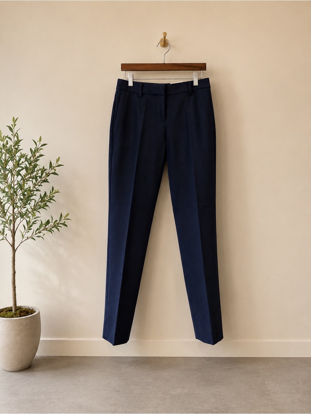 NWT Ann Taylor Petite Curvy Fit Straight Leg Ankle Pants 00P Navy Mid Rise
